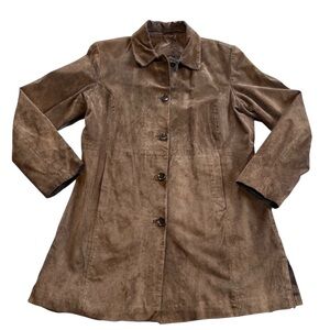 Relativity Genuine Suede Leather‎ Jacket Women’s M Brown Button Front